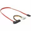 Delock SATA / SAS kabelis SAS 12Gbit/s - vidinis maitinimo 4 kontaktų, vidinis SAS, 29 kontaktų (SFF-8482) į SATA (moteriška) - 50 cm