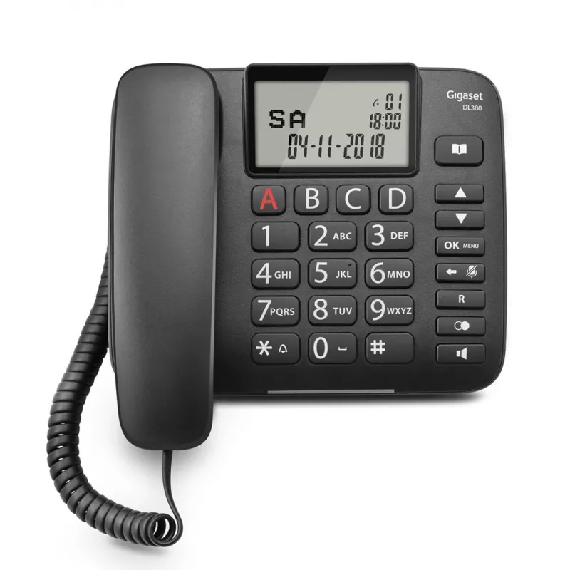 Laidinis telefonas Gigaset DL380 su skambučio numerio rodymu juodas