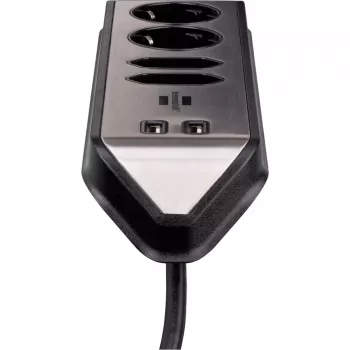 Brennenstuhl estilo Eck-Steckdosenleiste 4-fach, schwarz 2x Schutzkontakt-Steckdosen, 2x Euro-Steckdosen, inkl. USB-Ladefunktion