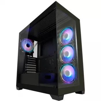 LC-Power korpusas MidiTower 715B juodas USB 3.2 / Audio be maitinimo šaltinio SEAMLESS_X (LC-715B-ON)