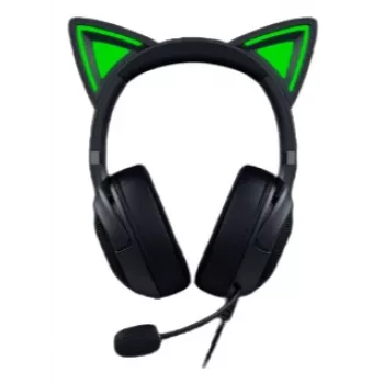 Ausinės žaidimams Razer Kraken Kitty V2 - Juodos, su kačių auselėmis ir RGB apšvietimu