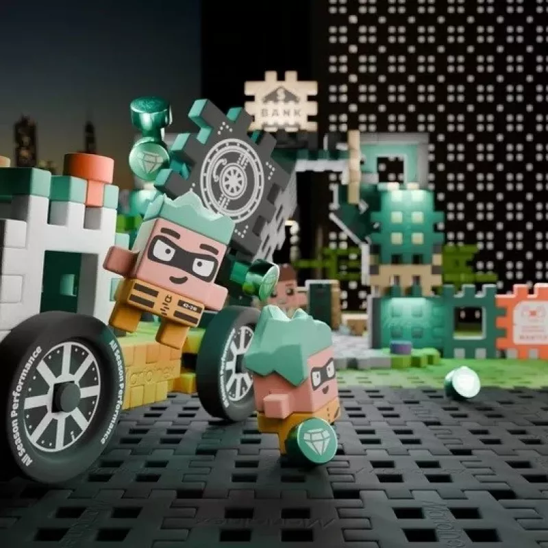MARIOINEX Mini Waffle City Bank Robbery Konstruktorius, 148 detalių