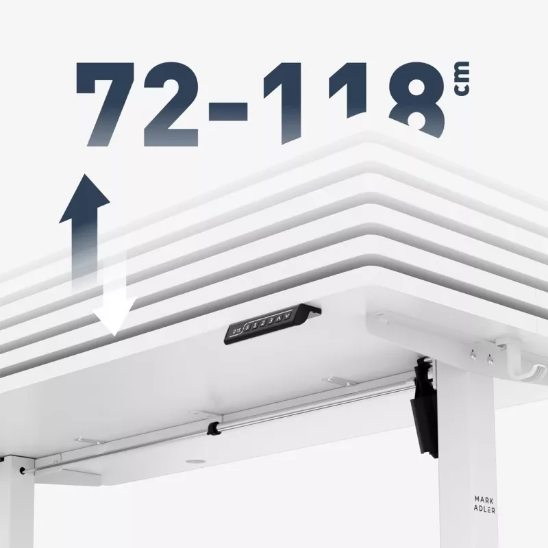 Ergonomiškas stalas mark adler Leader 7.3 White – reguliuojamas aukštis, balta spalva