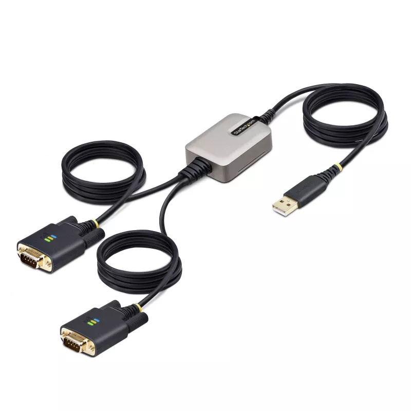 StarTech.com 13ft (4m) 2 prievadų USB į RS232 adapterio kabelis, keičiami DB9 varžtai/veržlės, COM išlaikymas, USB-A į DB9 RS232, FTDI, 4 lygio ESD apsauga, Windows/macOS/ChromeOS/Linux – tvirta TPE konstrukcija
