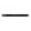 Lanberg PDU-02I1908I-0200-C20-BK stovo maitinimo skirstytuvas — 1U, 10×C13, 16A, 2 m laidas, 19 colių