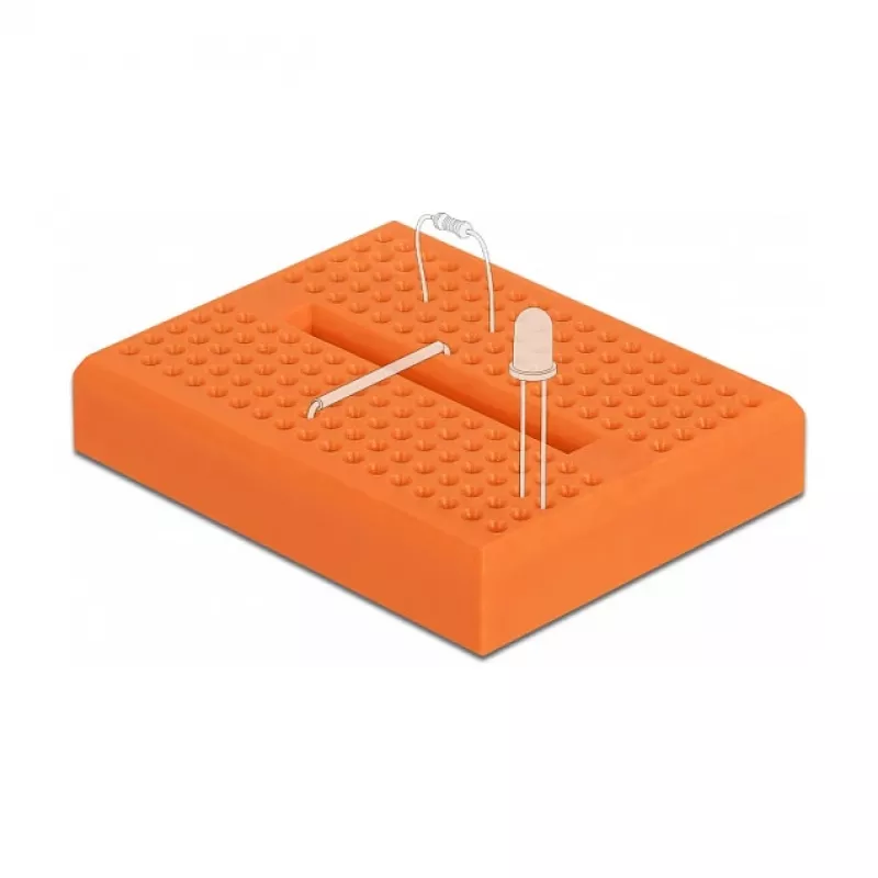 Breadboard DELOCK 18319, plastikinė prototipinė plokštė, oranžinė, 36×46×10 mm