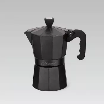 Moka puodas Maestro MR-1666-3-BLACK, rankinis 3 puodelių aliumininis kavos virimo aparatas, 150 ml, juodas