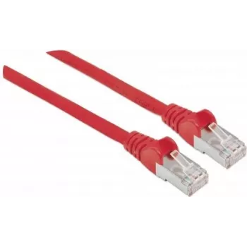 Intellinet tinklo jungiamasis kabelis, Cat5e, 5 m, raudonas, CCA, SF/UTP, PVC, RJ45, paauksuoti kontaktai, su apsauga nuo užkliuvimo, su gaubteliais, viso gyvenimo garantija