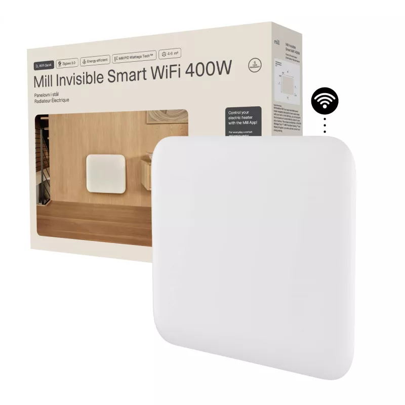 Ploščinis šildytuvas Mill PA400WIFI4 400W, tinka 4–6 m², baltas, IPX4
