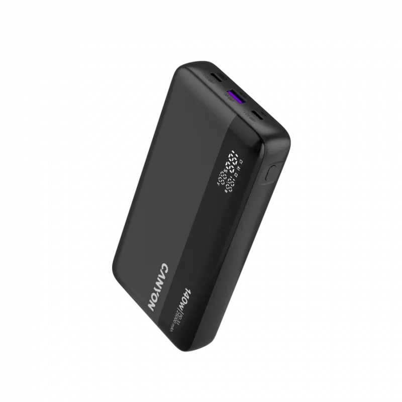 CANYON Power Bank PB-240, 25000mAh PD140W su ekranu, tamsiai pilka