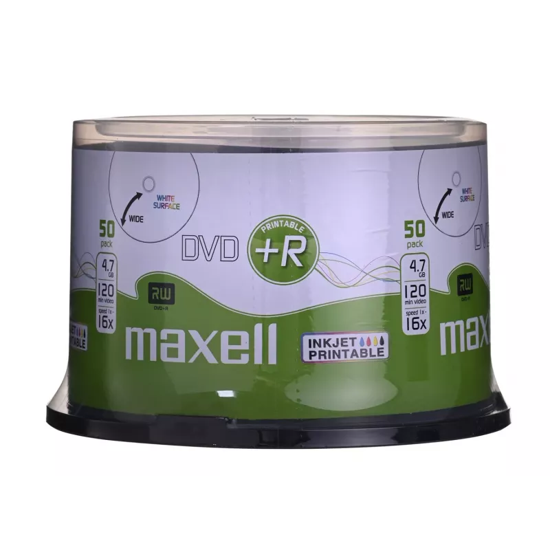 MAXELL DVD+R 4,7 GB 16x 50 vnt. spausdinamas diskų rinkinys