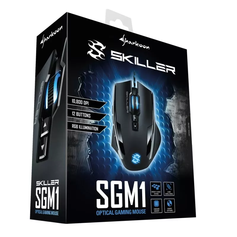 Sharkoon Skiller SGM1 pelė žaidimams, dešinei rankai, USB-A, optinė, 10800 DPI