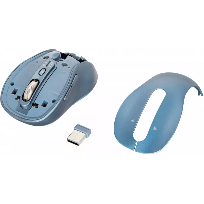 Belaidė pelė YENKEE YMS2010BE dviejų režimų ergonomiška, 2,4 GHz USB imtuvas + Bluetooth 5.1, 4 lygių DPI 1000–3200, 6 mygtukų