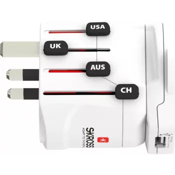 SKROSS PRO – World & USB Universalus kelioninis adapteris (baltas)