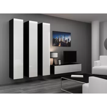 Cama uždara Spintelė VIGO '180' 180/40/30 baltas/juodas blizgus