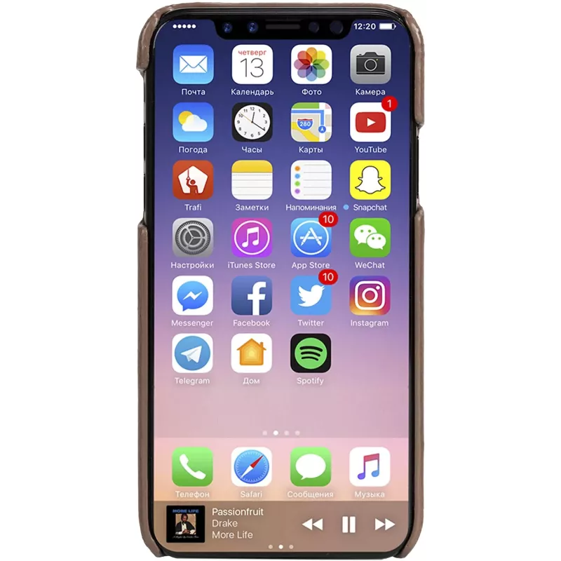 Dėklas Krusell Sunne 2 iPhone X, autentiška oda, ruda