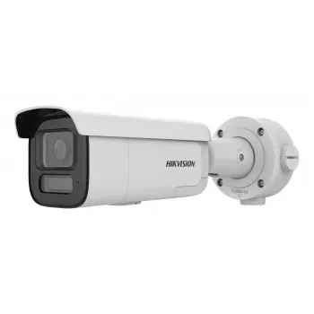 Hikvision Pro Series 4MP AcuSense blykstės ir garso įspėjimo variklinė varifokalinė kulkos formos tinklo kamera
