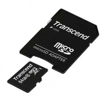 Flash atminties kortelė Transcend 64GB MicroSDXC Class 10 su adapteriu
