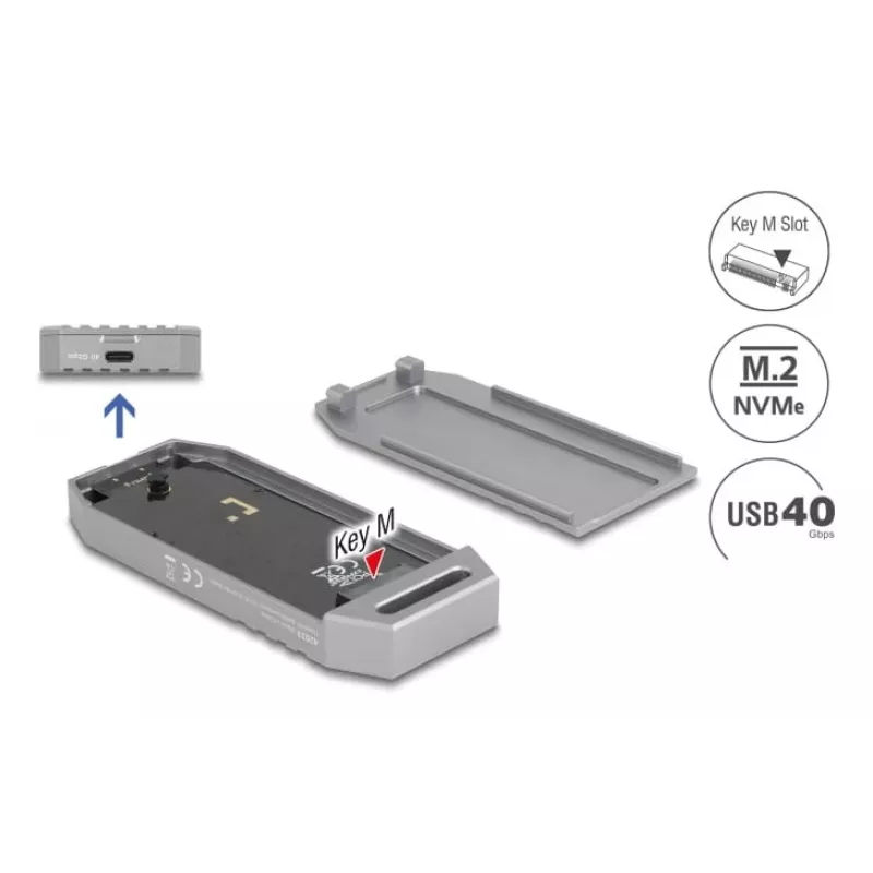 SSD korpusas DeLOCK 42033 pilkas M.2 PCI Express 40 Gbit/s