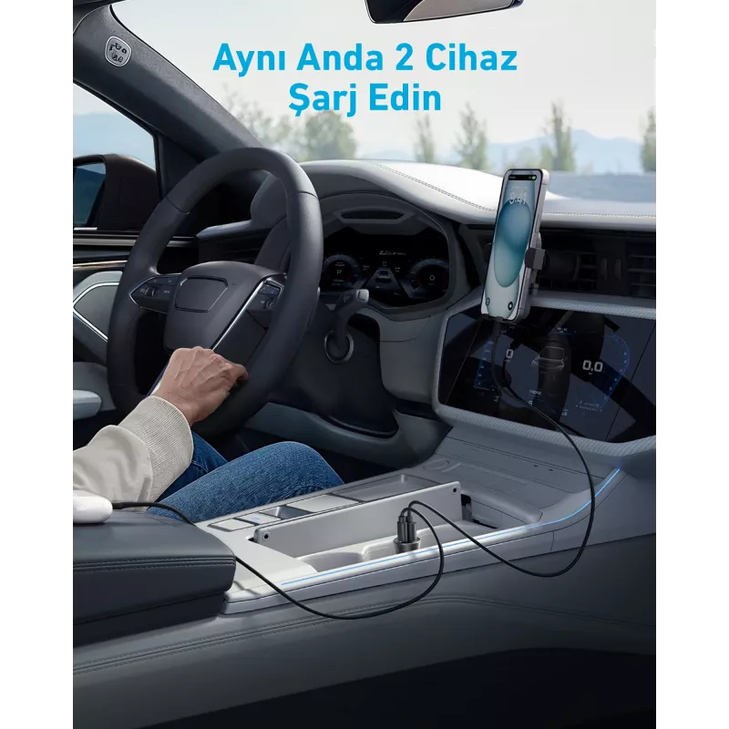 Anker automobilinis įkroviklis 30W 2 prievadai Juodas Greitas įkrovimas