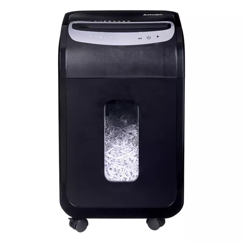 Dokumentų smulkintuvas ActiveJet ASH-2502C — kryžminis pjovimas P-4, 25 lapų, 4x40 mm, 28 l krepšys, 22,8 cm padavimas, 30 min darbas