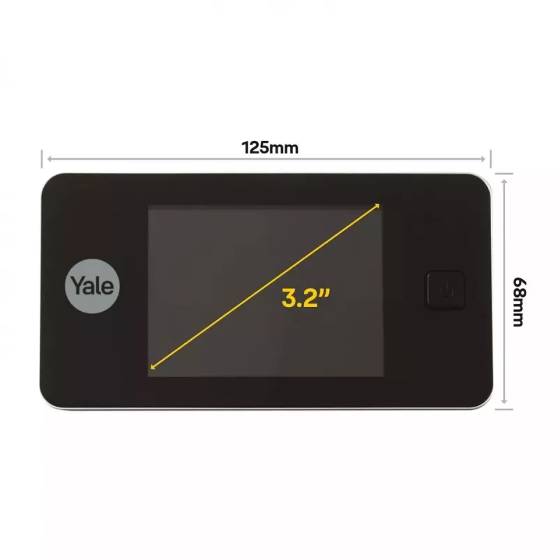 Skaitmeninis durų žiūronas Yale 45-0500-1432-00-6011 — 3,2 colio LCD, 105° žiūrėjimo kampas, juodos spalvos, 2×AAA