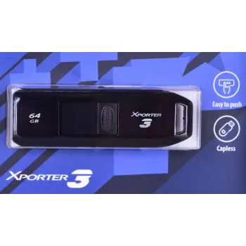 USB atmintukas PATRIOT Xporter 64GB USB Type-A 3.2 Gen 1 (stumdomas, juodas, 80 MB/s)