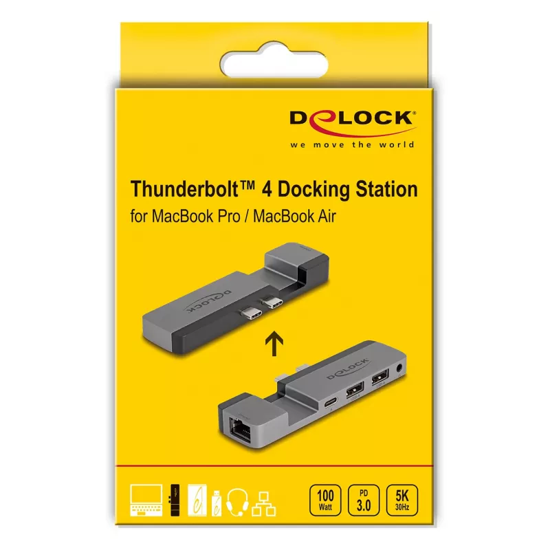 DeLOCK 87757 Thunderbolt 4 stotelė su 5K, 100W PD, 10Gbps LAN ir garsu