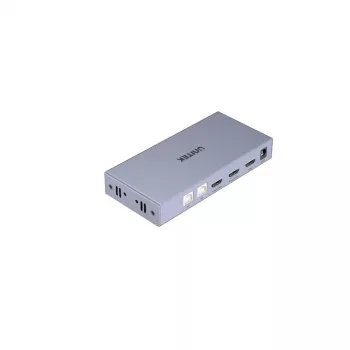 KVM jungiklis Unitek V307A USB HDMI 2 prievadų 4K Ultra HD 3840x2160@60Hz HDCP 2.2, metalinis korpusas, pilka
