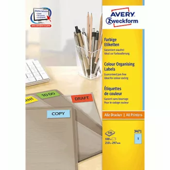 Lipni etiketė spausdintuvui AVERY 3471 Mėlyna 210 x 297 mm