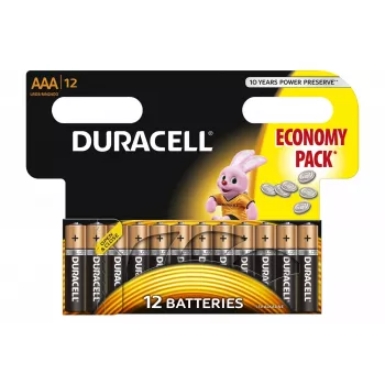 Duracell AAA šarminė baterija (1,5 V, 12 vnt.)