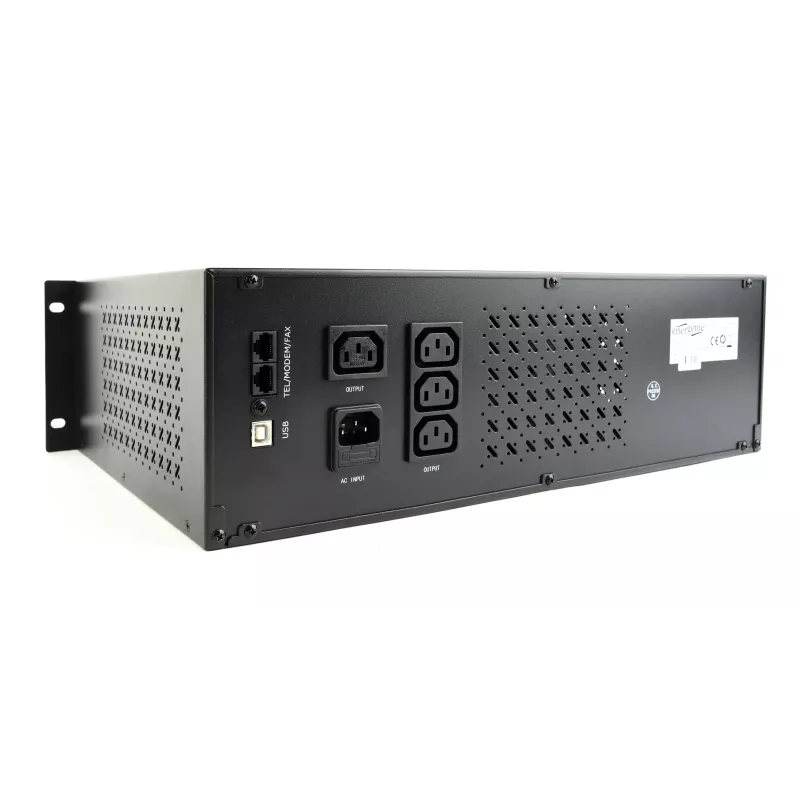 Gembird UPS stovo 19'' 3.4U 1500VA, 4x IEC 230V išėjimai, IEC14 įėjimas, RJ11, USB, LCD, Line-Interactive 1.5 kVA 900 W 4 lizdai