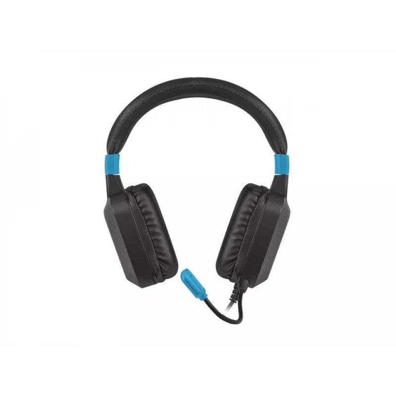 Žaidimų ausinės Fury NFU-1584 su boom mikrofonu, uždengiančios ausis, 98 dB, 15–25000 Hz, 2 m laidas, USB ir 3,5 mm, mėlynos