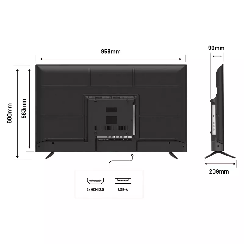 109,2 cm / 43 colių (3840x2160) JAPANNEXT JN-IPS430UHD60F 16:9 IPS 60Hz HDMI USB WLAN Garsiakalbiai Juoda