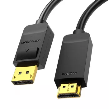 Vientisas DisplayPort į HDMI kabelis Vention HAGBH, 2 m, juodas, 7 mm skersmens