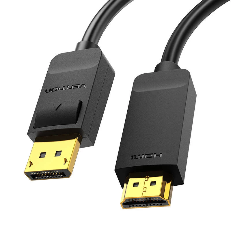 Vientisas DisplayPort į HDMI kabelis Vention HAGBH, 2 m, juodas, 7 mm skersmens