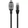 Ethernet kabelis USB-C 3.2 Gen2 kištukas > RJ-45 kištukas, LAN adapteris juodas/sidabrinis, 1,5 metro, pintas tekstilinis apvalkalas