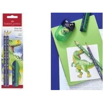 Pieštukų rinkinys Faber-Castell Dino HB Mėlynas – mediniai HB pieštukai, mėlynas korpusas