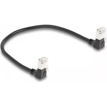 DeLOCK RJ45 Cat.6A S/FTP Slim 90° 0,25 m juodas tinklo kabelis