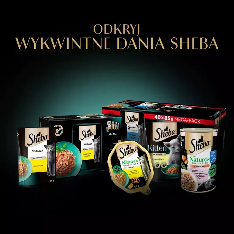 SHEBA Nature's Collection Paukštienos skoniai drebučiuose – šlapias kačių ėdalas – 40 x 85 g