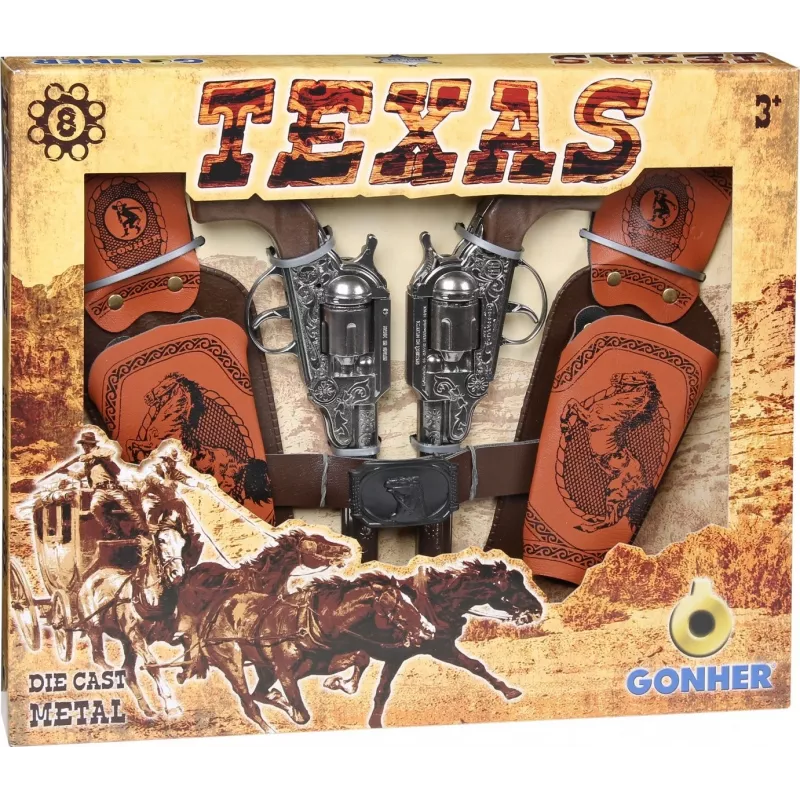 Gonher Coffert Texas Revolver 8 Šovinių (234/0) – Vesterno Žaidimų Rinkinys