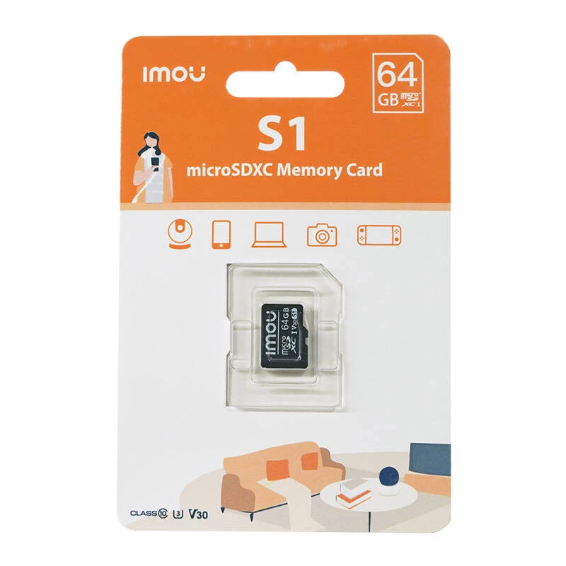 MicroSD atminties kortelė IMOU ST2-64-S1 64 GB, Class 10, Skaitymas 95 MB/s, Rašymas 35 MB/s, U3 V30