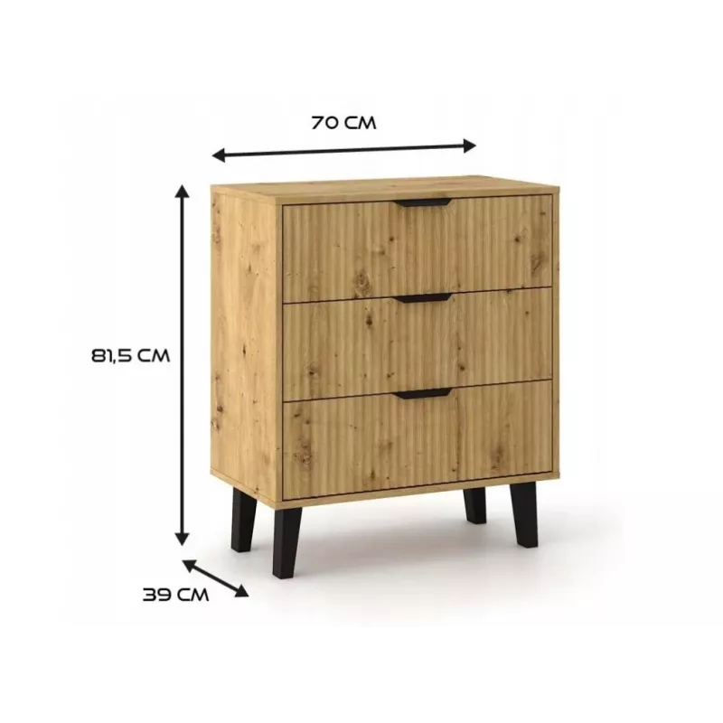 SCANDI 3S plonas ąžuolas ARTISAN komoda