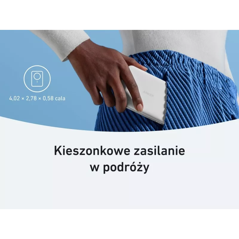 Anker MagGo Power Bank 10K belaidžio įkrovimo baterija 10000 mAh, balta