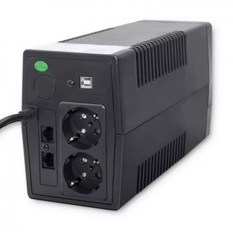 Qoltec Monolith nepertraukiamo maitinimo šaltinis (UPS) Dvigubo keitimo (Online) 1 kVA 600 W 2 AC lizdai