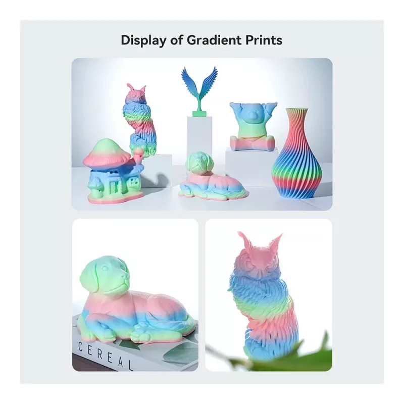 Creality PLA kaitinimo siūlas 1,75 mm 1 kg — mėlyna, žalia, rožinė (3301010425)