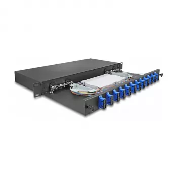 DeLOCK 67006 optinio pluošto sujungimo dėžė juoda metalinė 482x220x44 mm