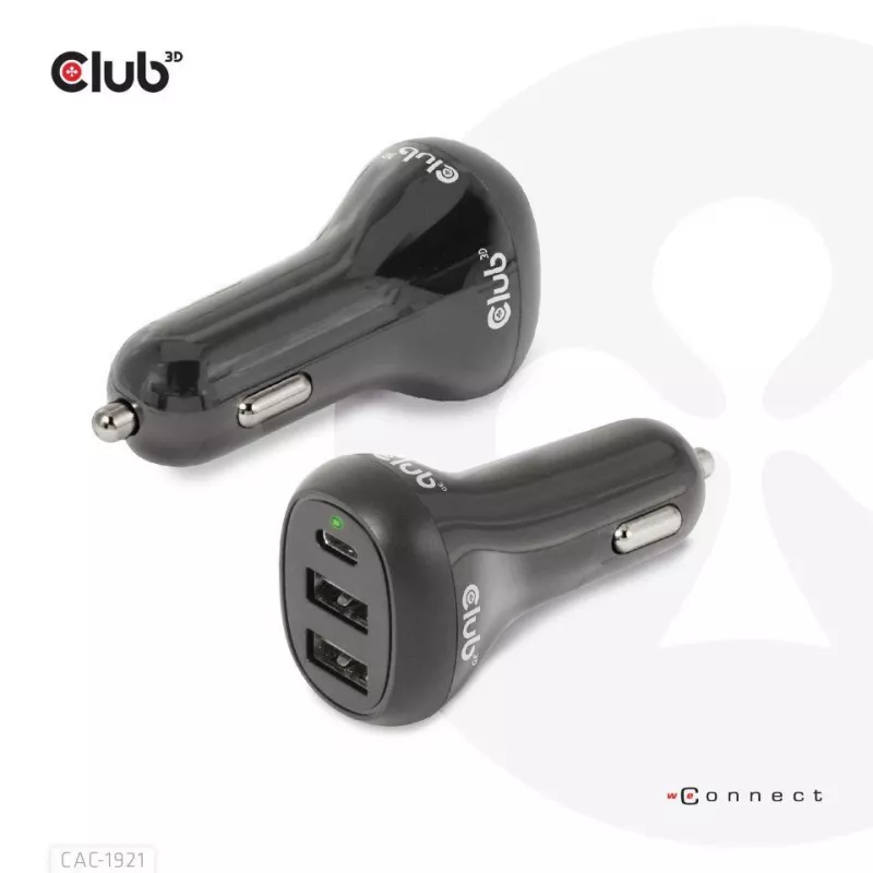CLUB3D automobilinis nešiojamojo kompiuterio įkroviklis 36 W, cigarečių degtukas, 24 V, juodas