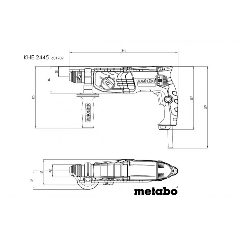 Metabo KHE 2445 kombinuotas plaktukas 800W 3,2J 3 funkcijos
