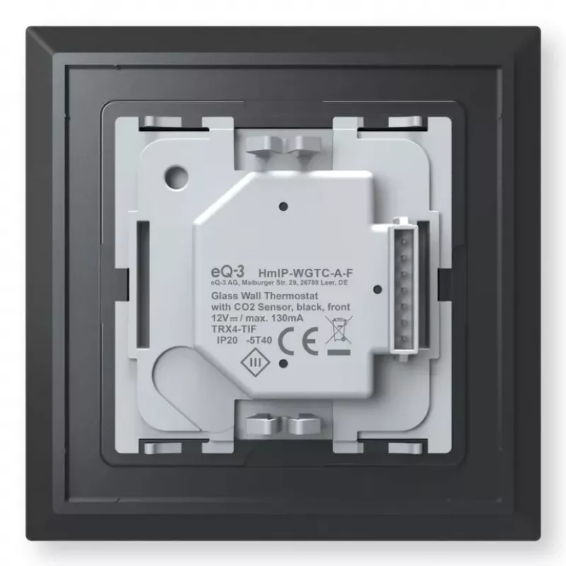 Sieninis termostatas Homematic IP su CO₂ jutikliu – mechaninis, juodas, 230 V, IP20